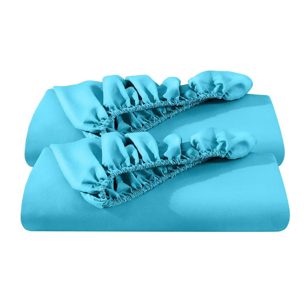 Aqua twin XL fitted microfiber sheet set with 15-inch deep elastic corners
