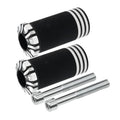 Black textured shifter pegs with silver CNC rings and two mounting bolts, replacement set