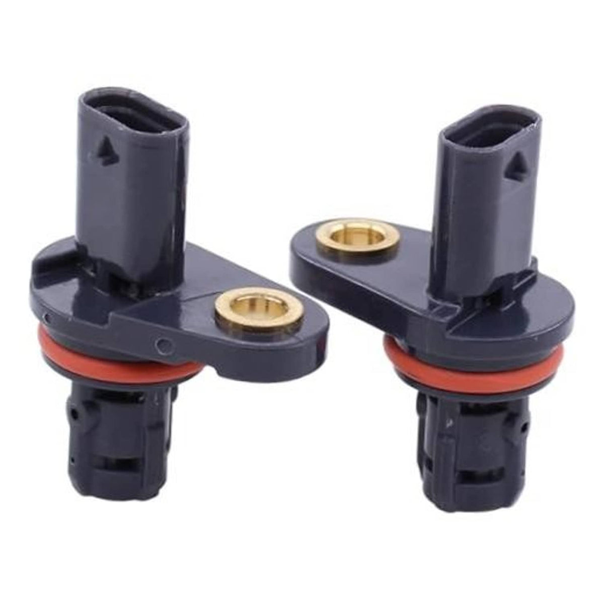 Camshaft position sensor pair with dark housings and orange sealing rings
