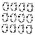 Set of stainless steel non-slip worm gear hose clamps with hex drive screw