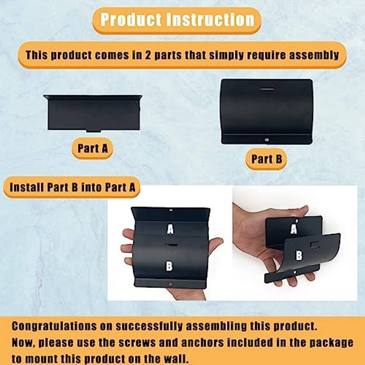 Wall-mount ladder hook kit with two parts, mounting plate and side support