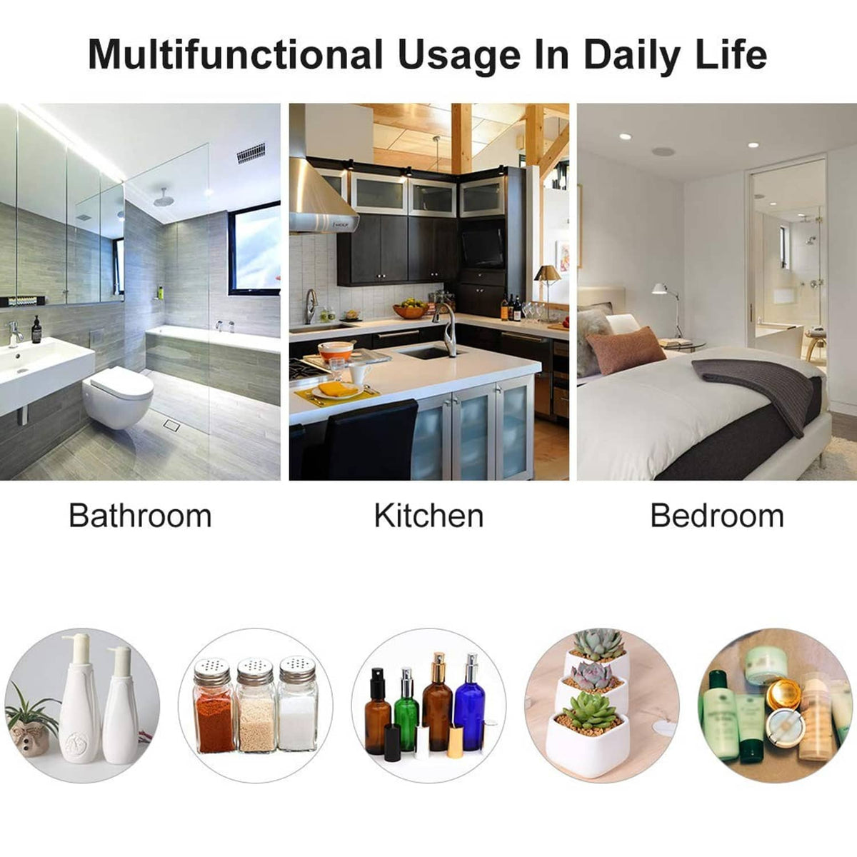 Stainless steel wall shelf shown for bathroom, kitchen, and bedroom storage