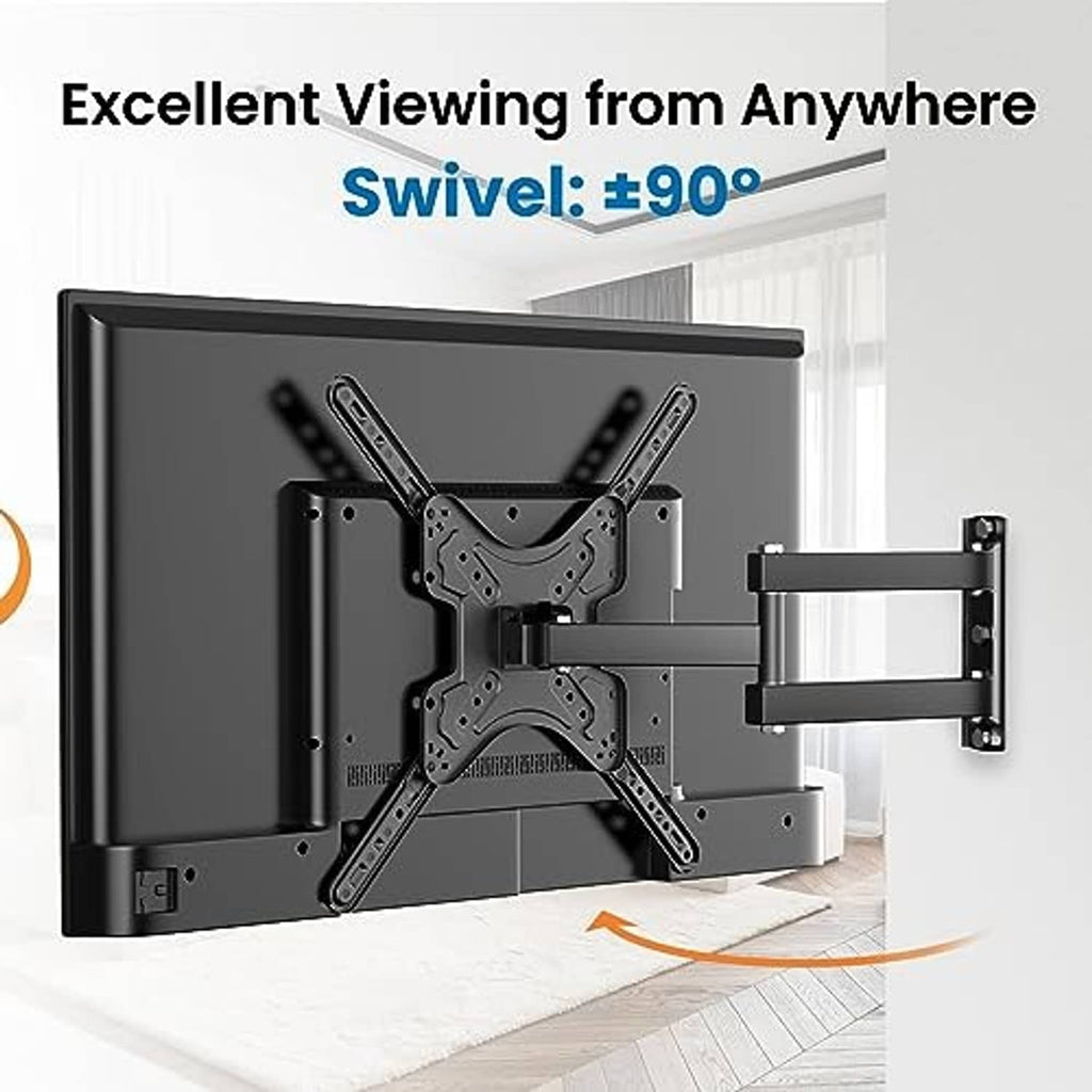 Swivel full-motion TV wall mount with wall plate and rotating arm mount