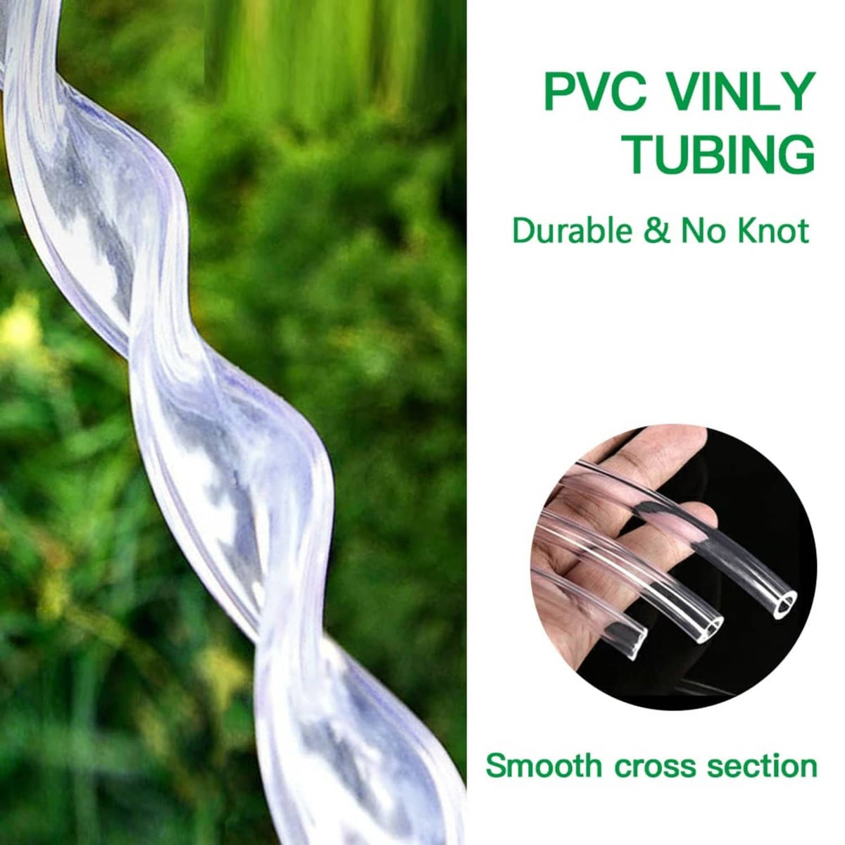 Clear PVC vinyl tubing with smooth cross-section, flexible transparent hose