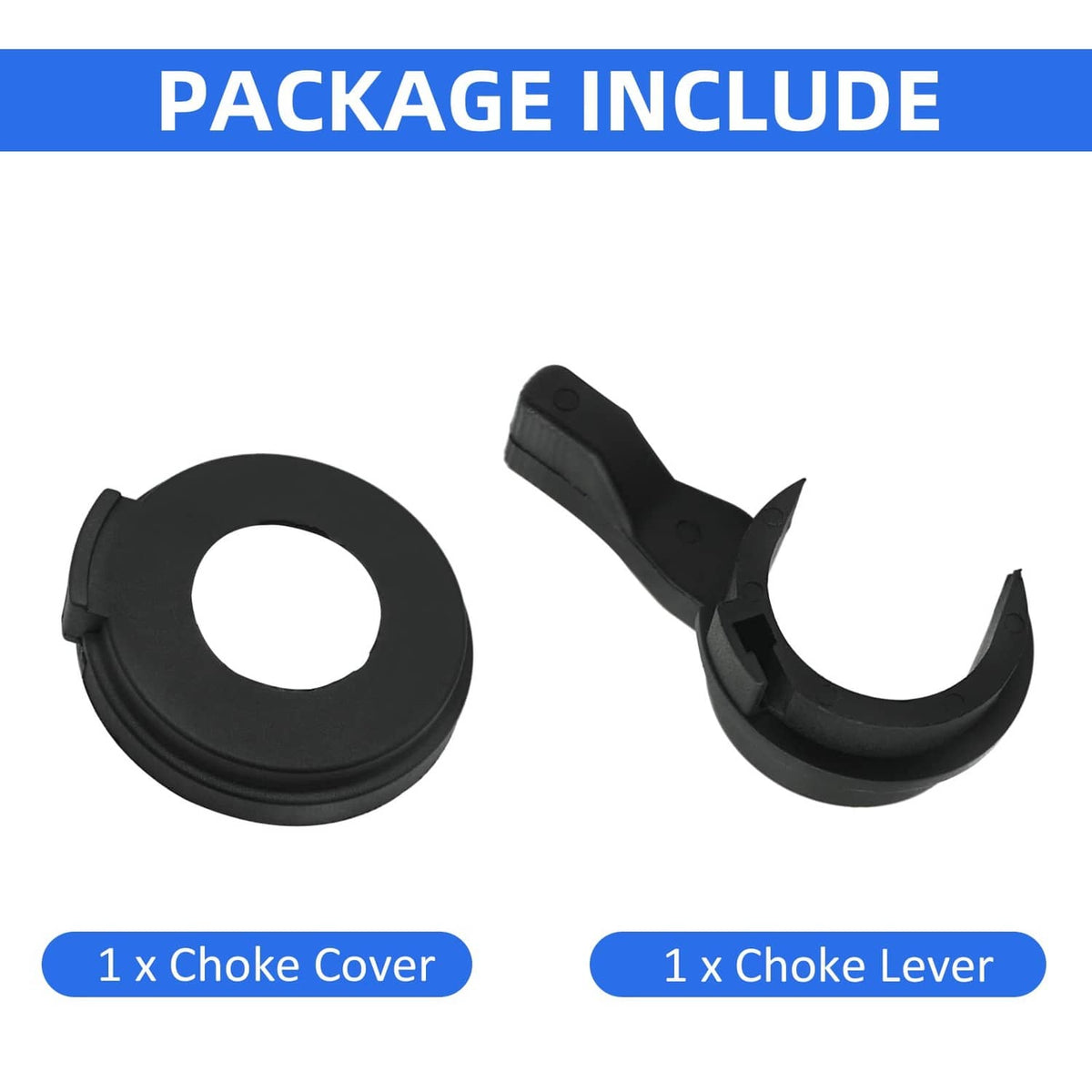 Black choke cover and choke lever set, package contents shown