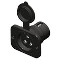 Black 3-wire trolling motor receptacle with round 3-pin socket and mounting plate
