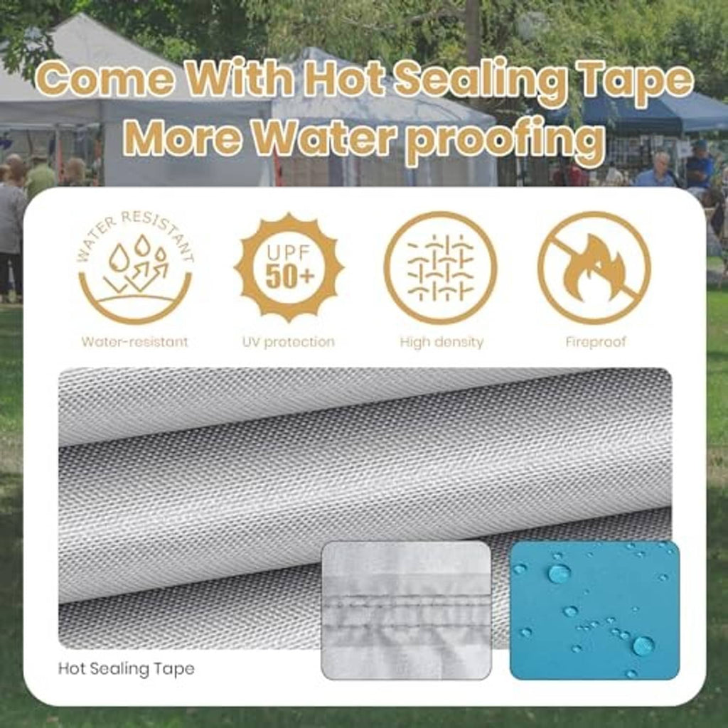 Blue canopy fabric with hot sealing tape, UPF 50+ and water-repellent coating