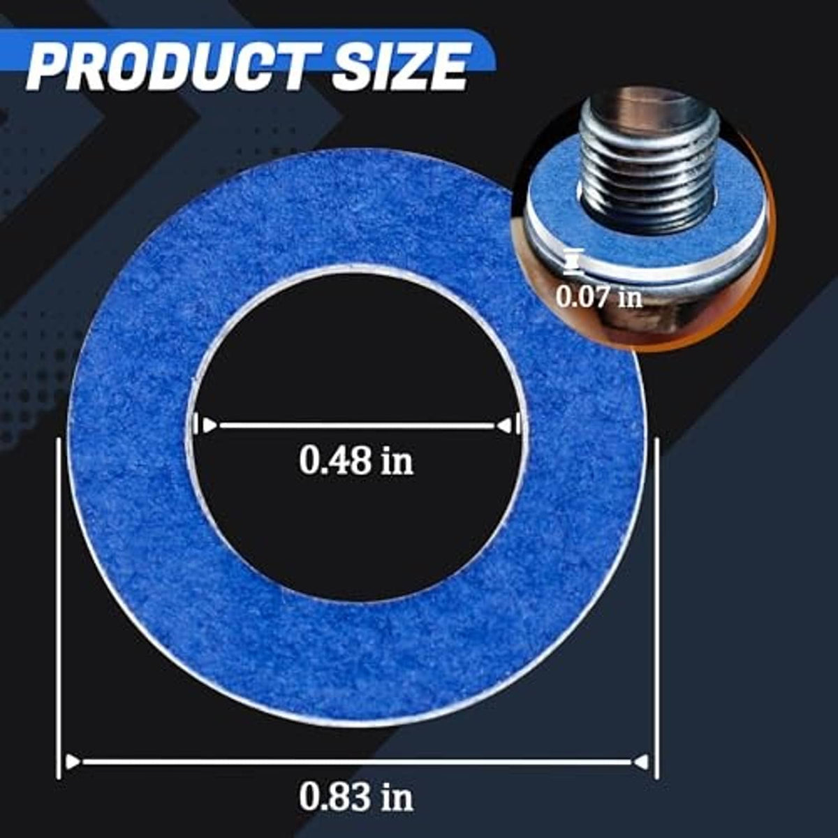Blue oil drain plug crush washer gasket with inner hole and outer diameter size