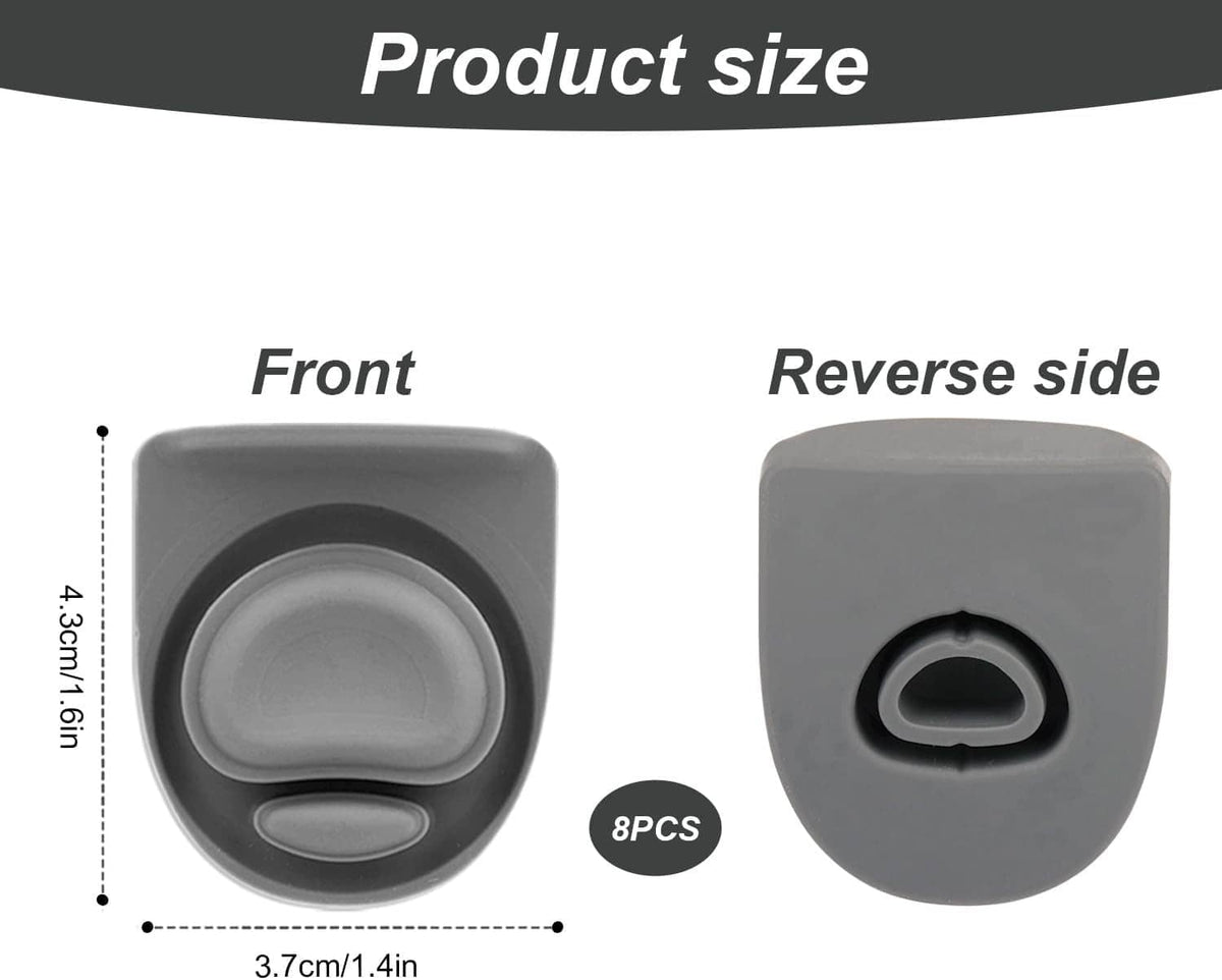Gray silicone stopper insert showing front and reverse sides with size measurements