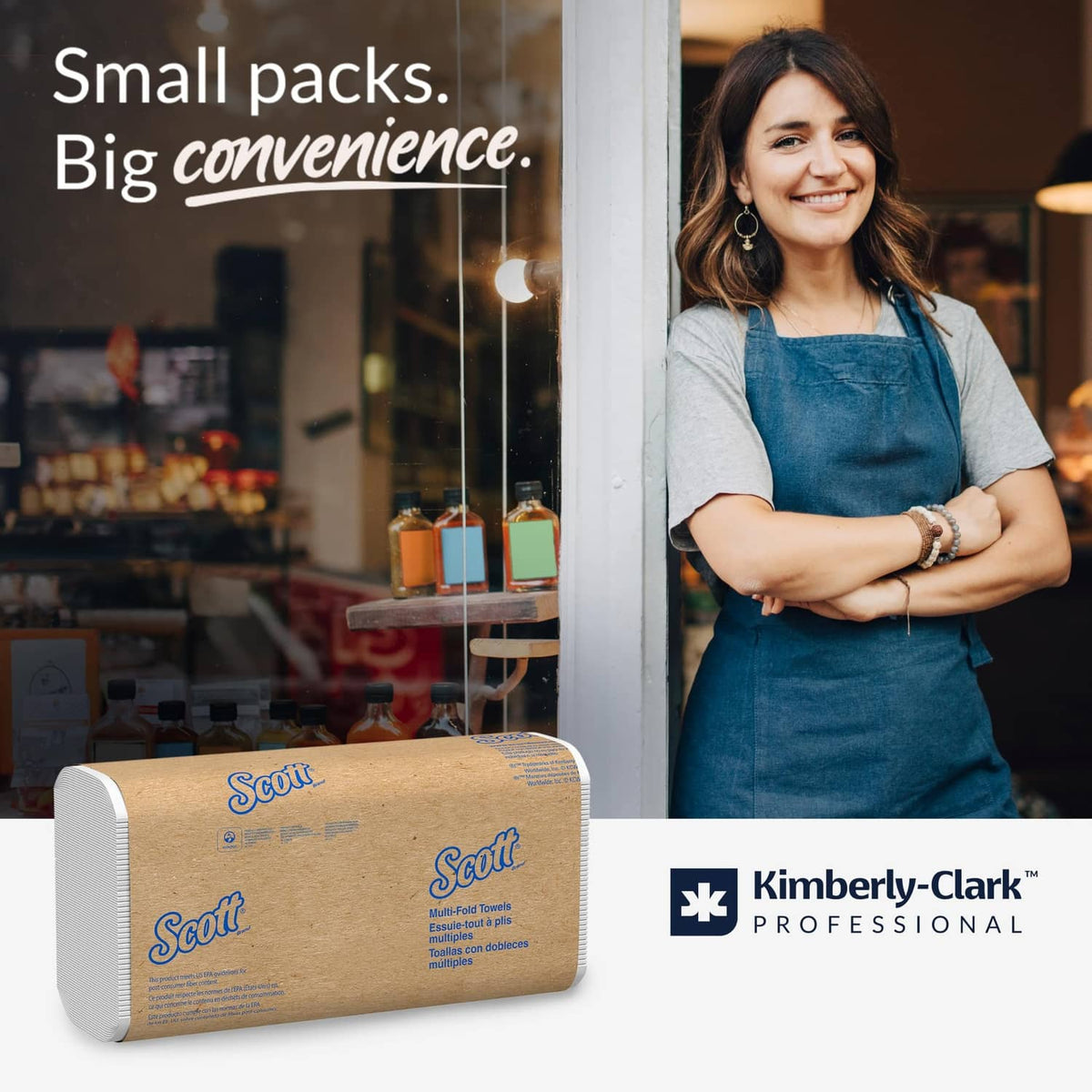 Scott professional paper towel pack, white multifold sheets, Kimberly-Clark Professional branding