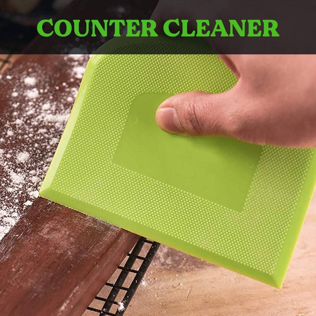 Green silicone dough scraper sheet for cleaning counters and lifting sticky dough