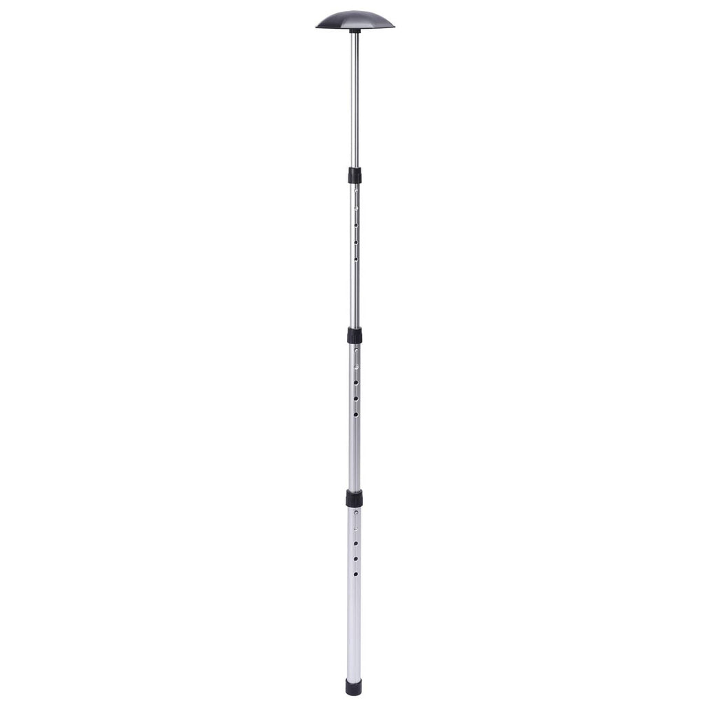 Adjustable golf travel bag support pole with black end caps and telescoping aluminum shaft