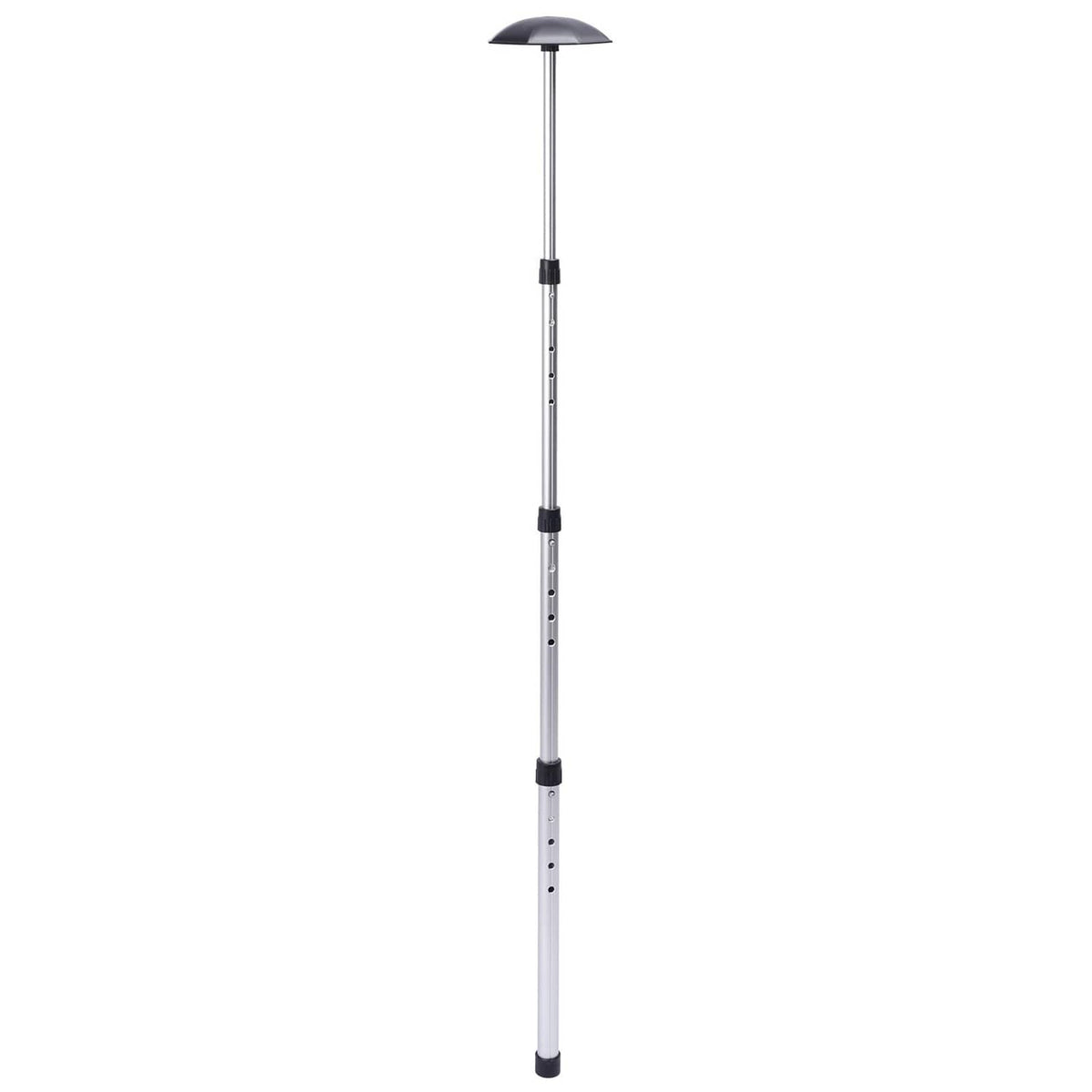 Adjustable golf travel bag support pole with black end caps and telescoping aluminum shaft