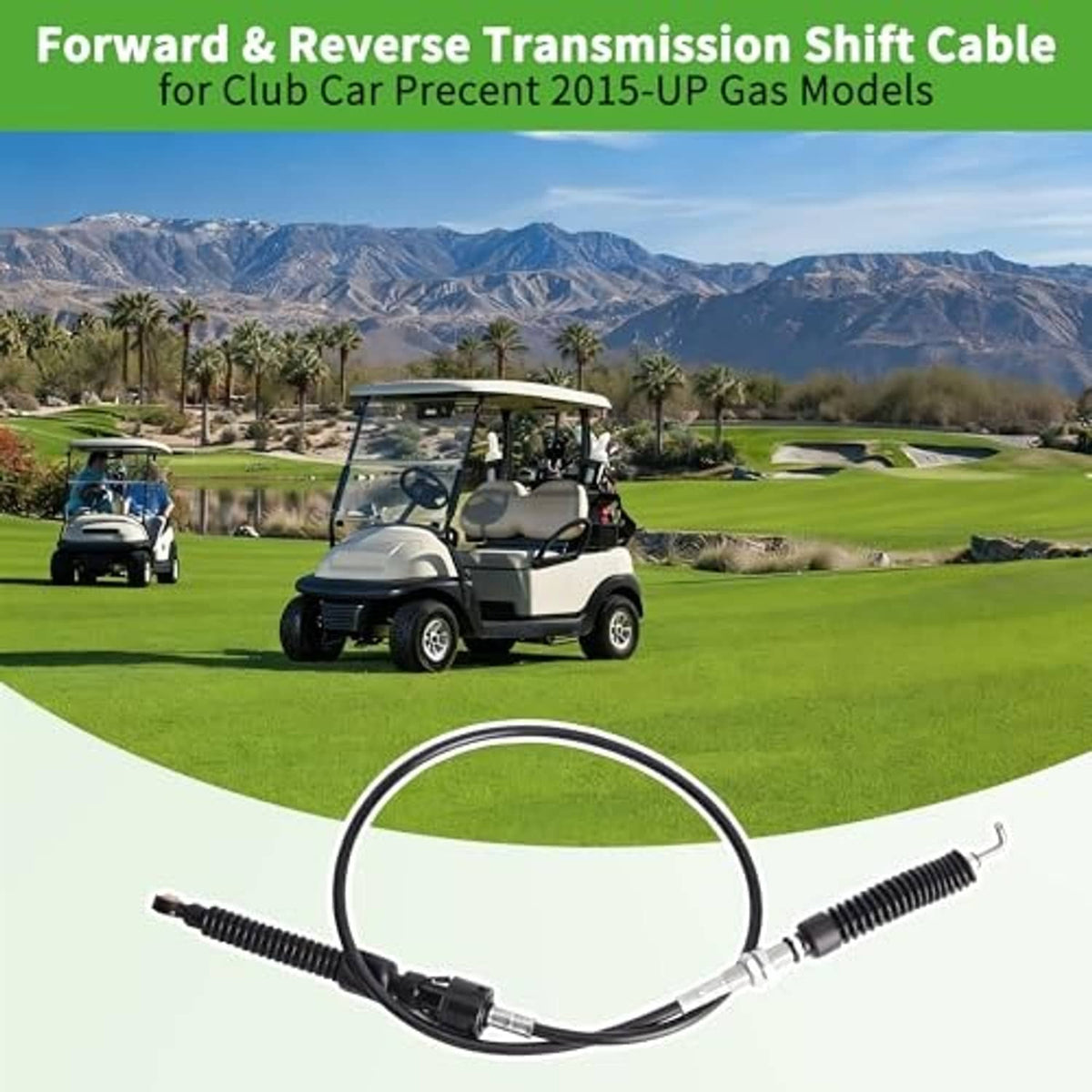 Forward/reverse transmission shift cable for Club Car, black coil springs and silver ends