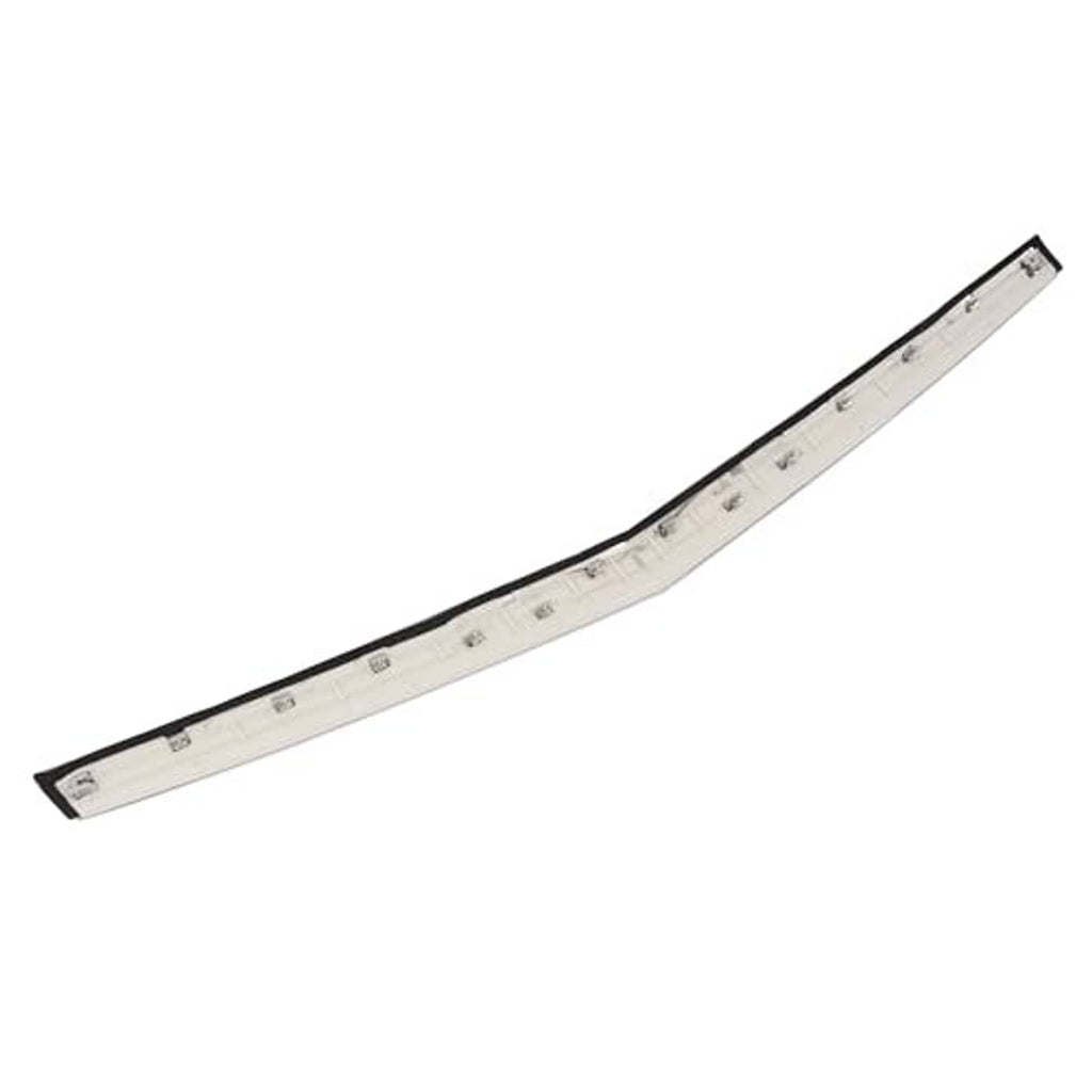 Silver hood grille trim molding inner face with black edge and mounting points