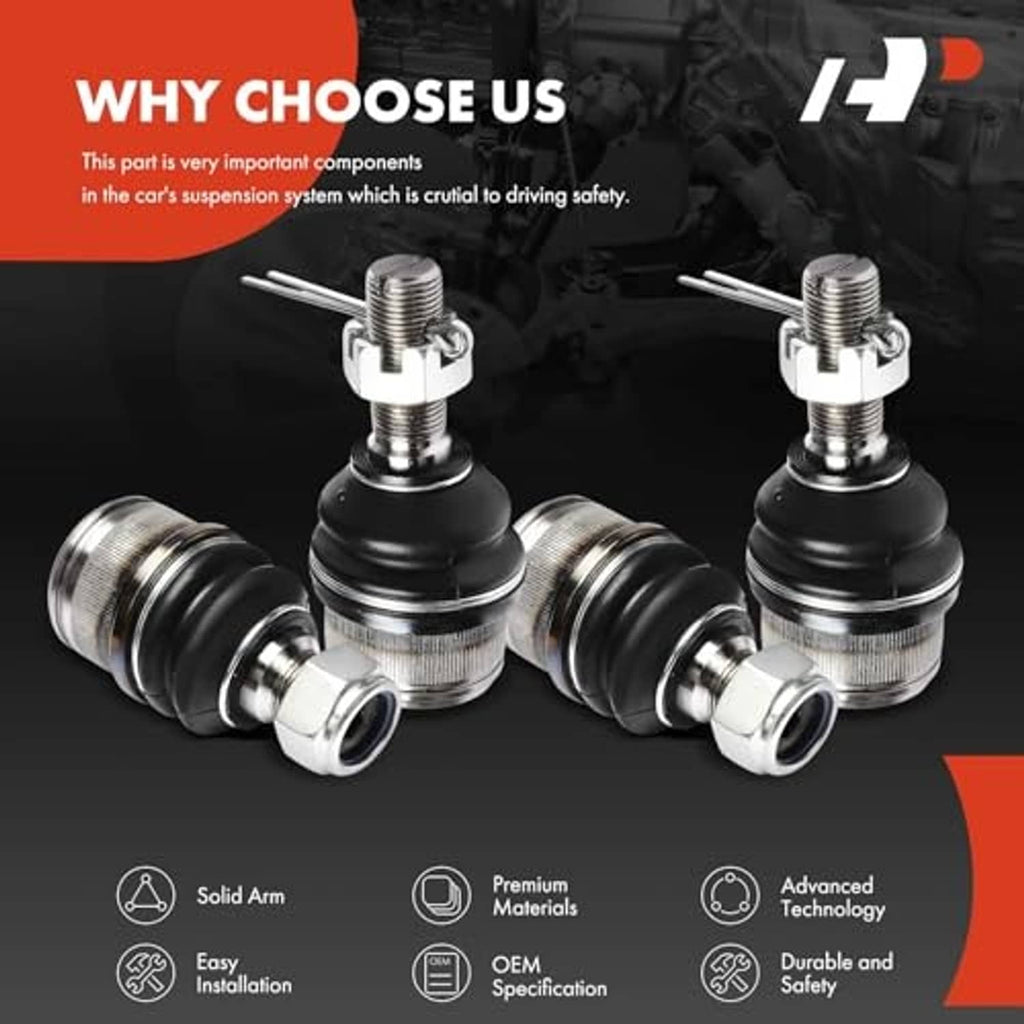 Pair of ball joints with black rubber boots and silver metal threaded studs, shown angled