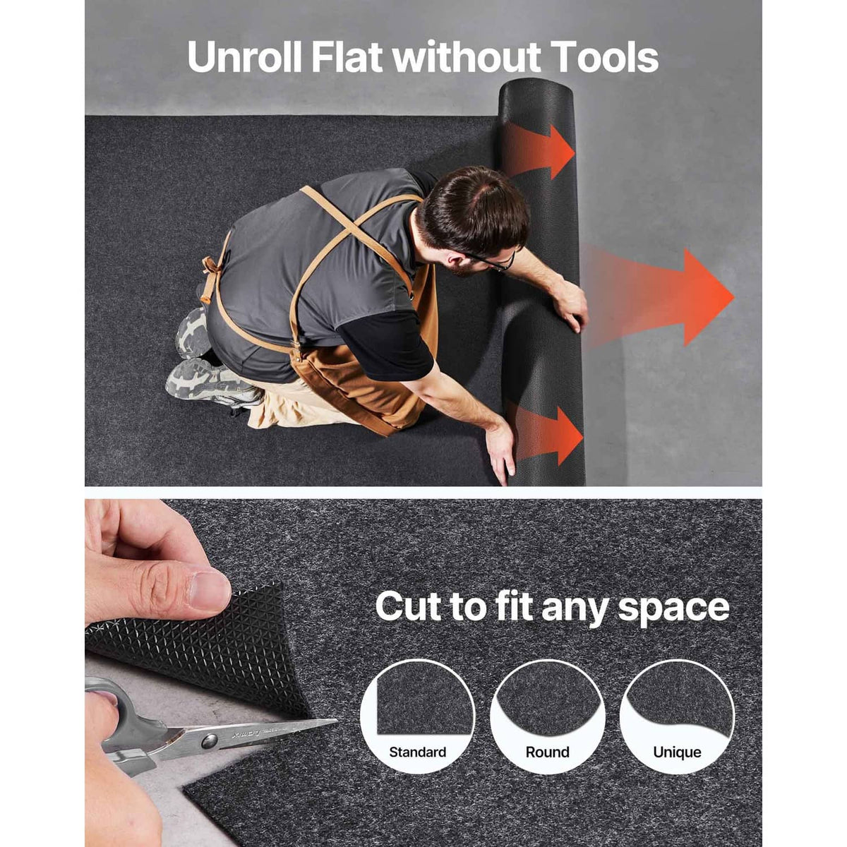Waterproof oil spill mat laid flat, easy to unroll and position