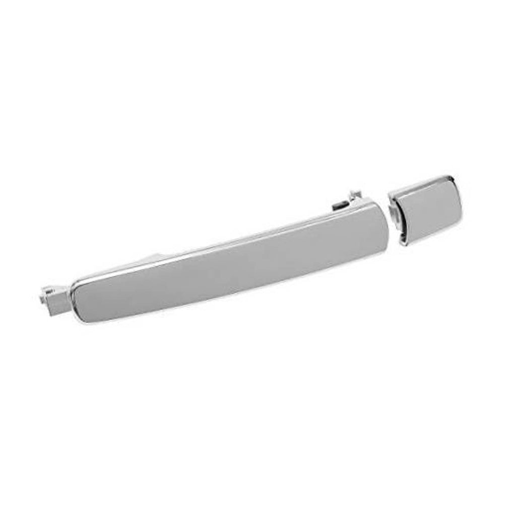Exterior chrome door handle with long lever and rectangular end cover