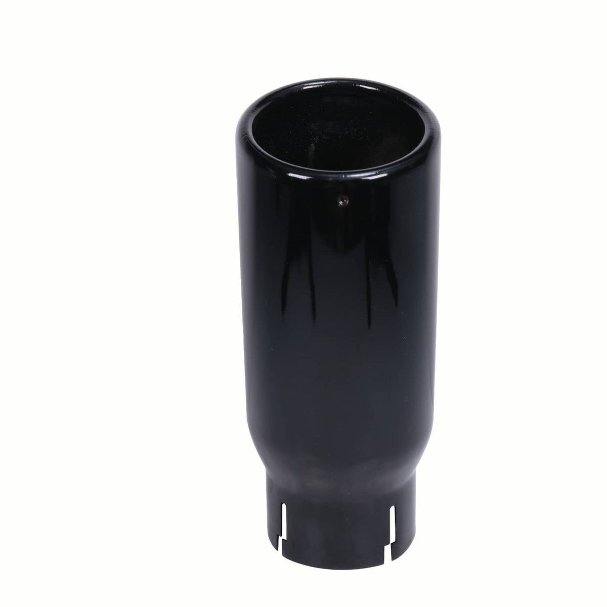 Black chrome exhaust tip, cylindrical outlet with round opening