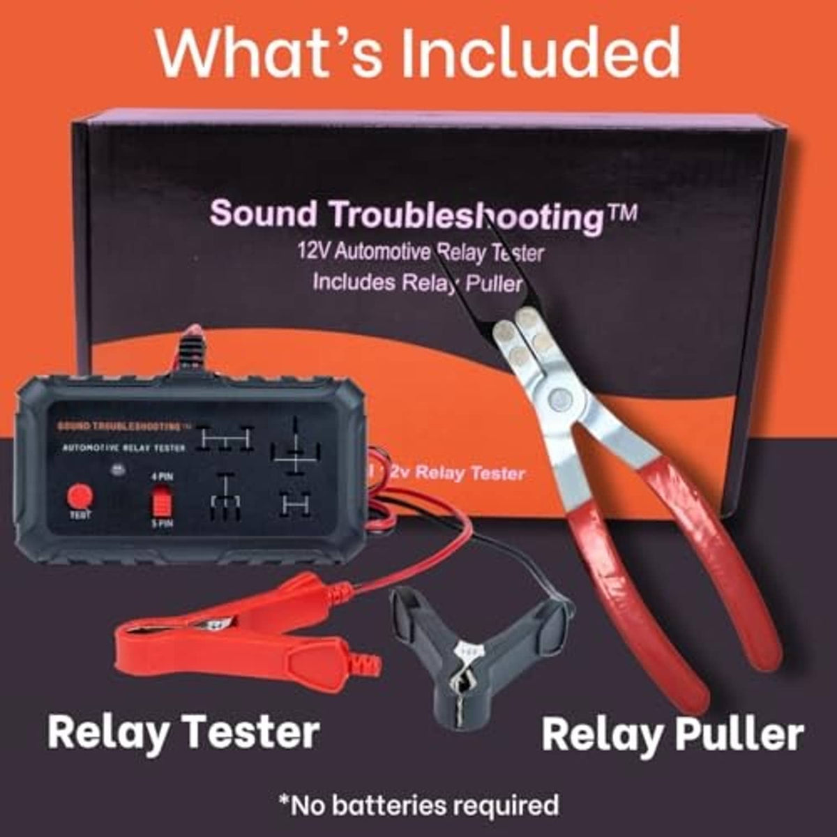 Retail boxed automotive relay tester kit with relay tester and red relay puller.