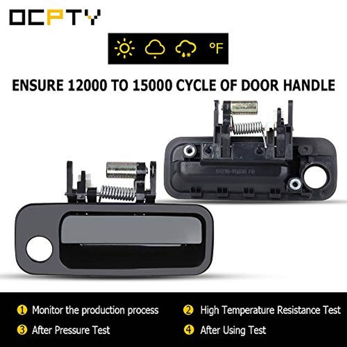Black door handle replacement pair with metal springs and mounting housing