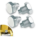 Hex head threaded jack handle bolts, silver metal set (4 pcs)