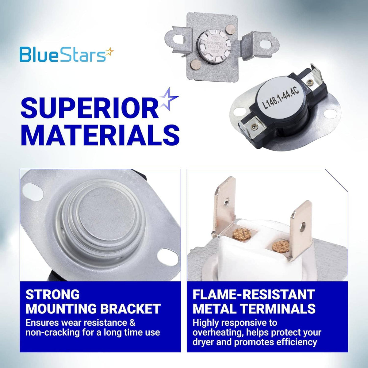 Dryer thermal cut-off fuse kit with metal bracket and heat sensor terminal assembly