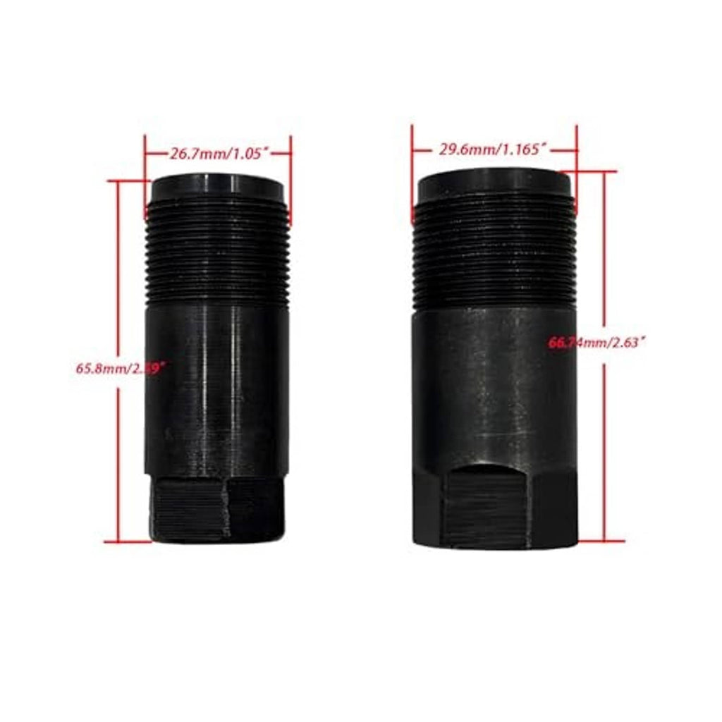 Black threaded piston plunger sleeve sizing diagram with measurement callouts
