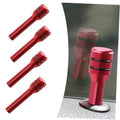 Set of red car door lock pull pins with black ring collars, four-pack