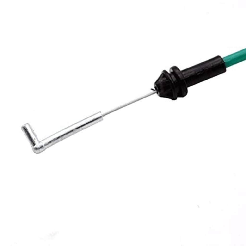Door handle cable end with black connector and silver L-shaped rod