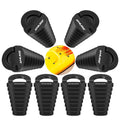 Set of black kayak scupper drain hole plugs with lifting handles