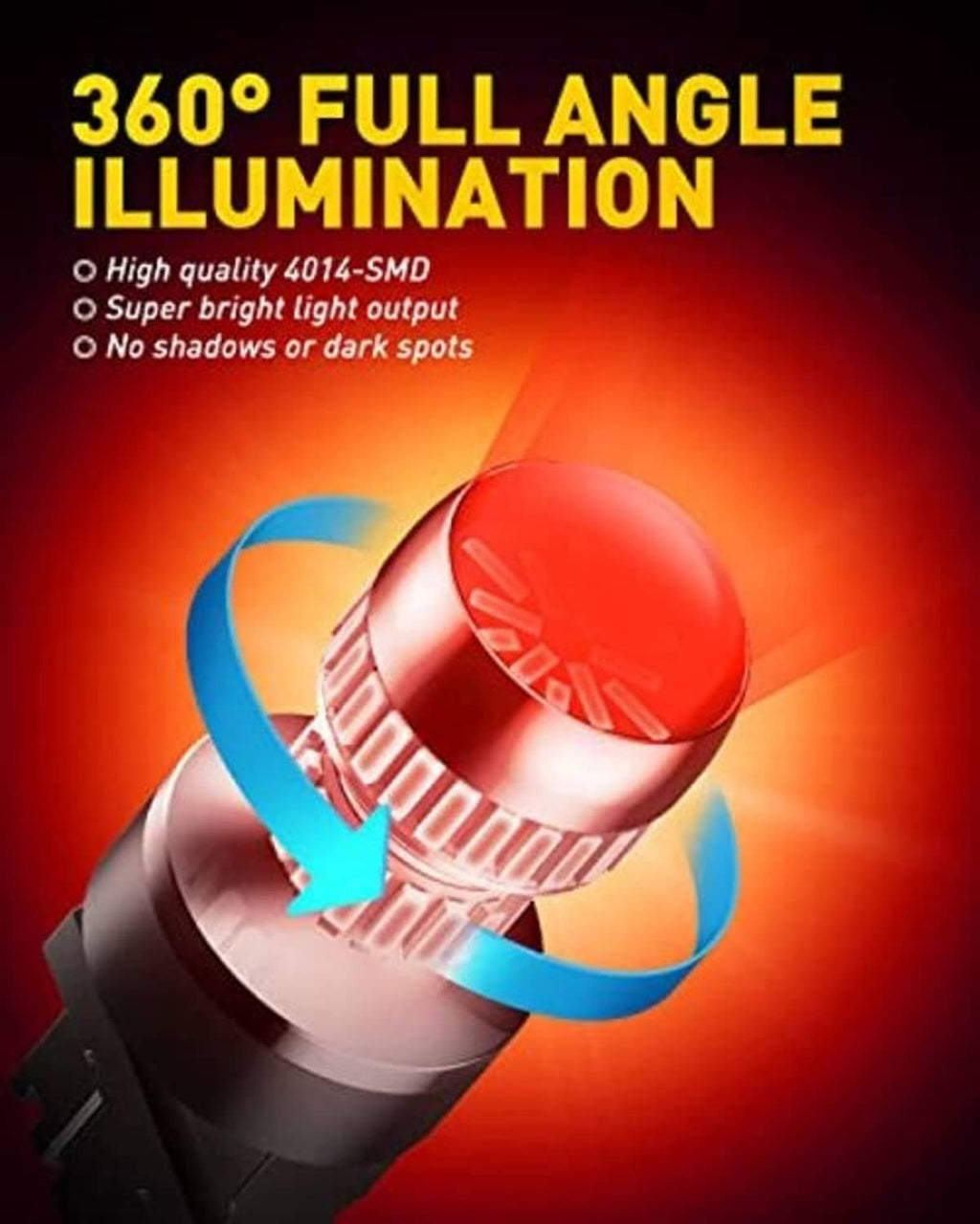 Red-tinted LED strobe brake bulb with angled housing and black socket