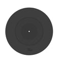 Black circular turntable platter mat with raised grooves and center spindle hole