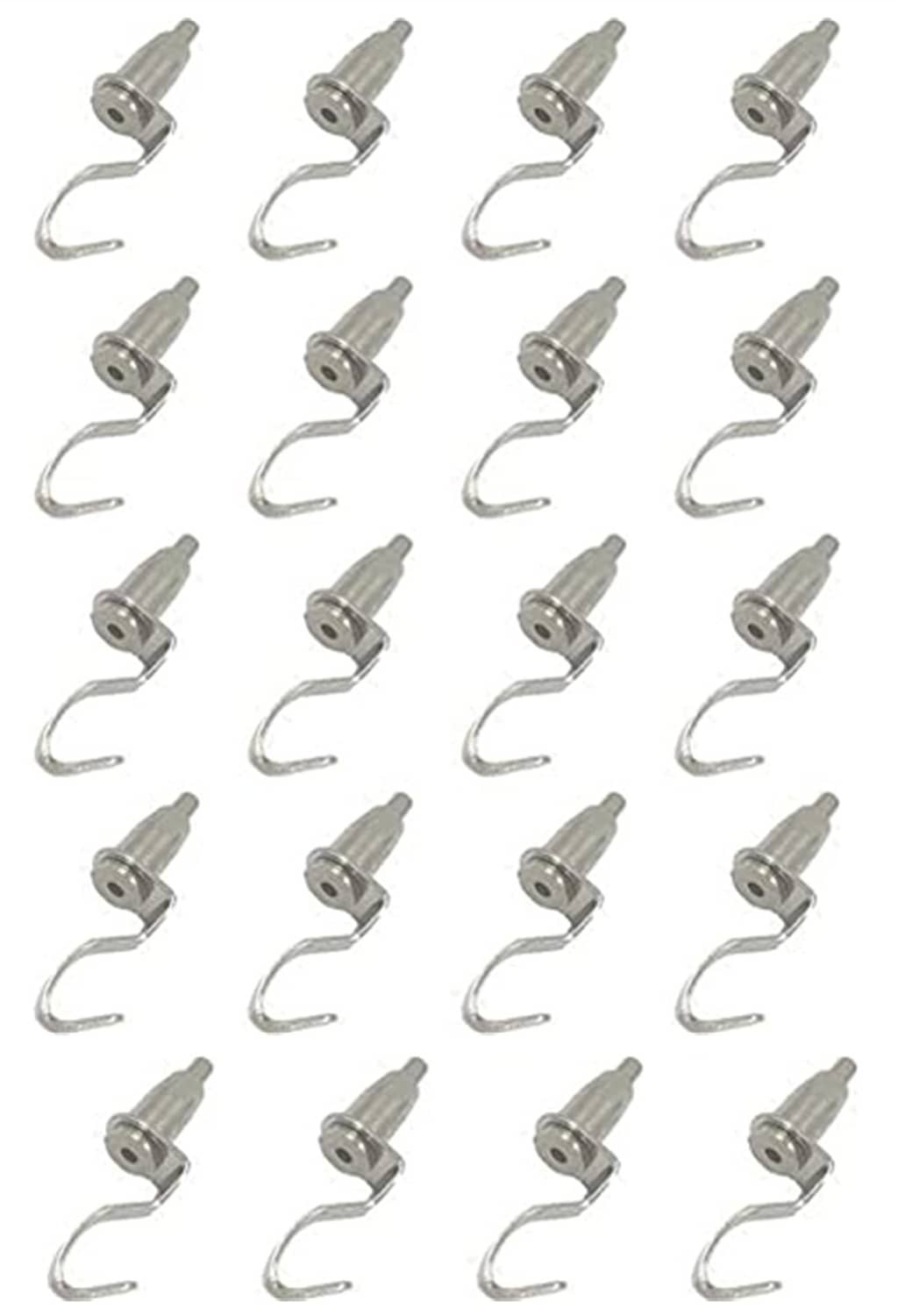 Set of 20 silver metal adjustable art display hooks with curved ends