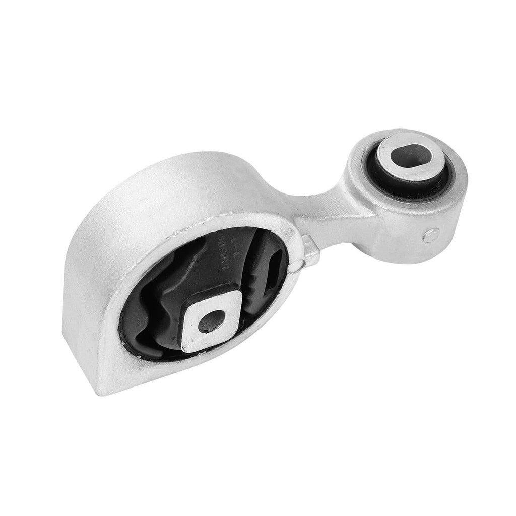 Engine mount bracket with black rubber bushing and silver support arm