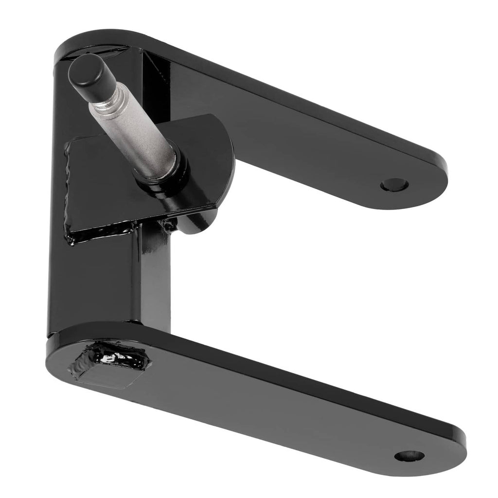 Black mower fork arms with central yoke and mounting holes