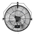 Wall-mounted 20 inch industrial fan with metal grille and blue-accent blades