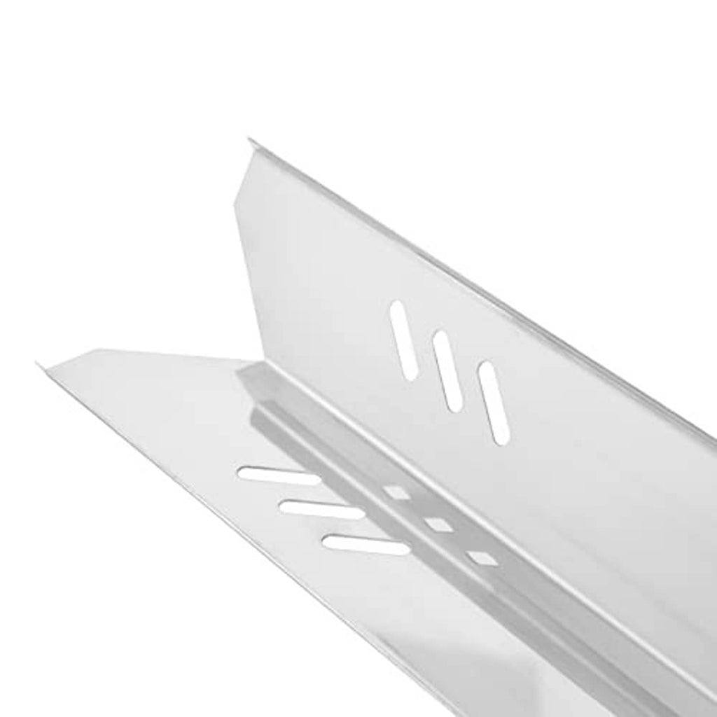 White heat plate and end tab with slotted cutouts, close-up angled view