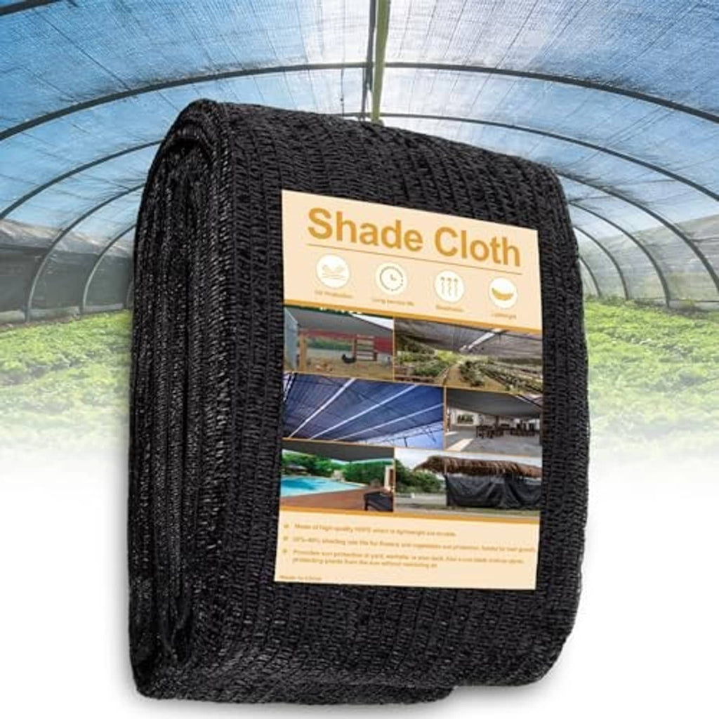 Black mesh cover roll bundle with an informational label on a tightly wound roll.