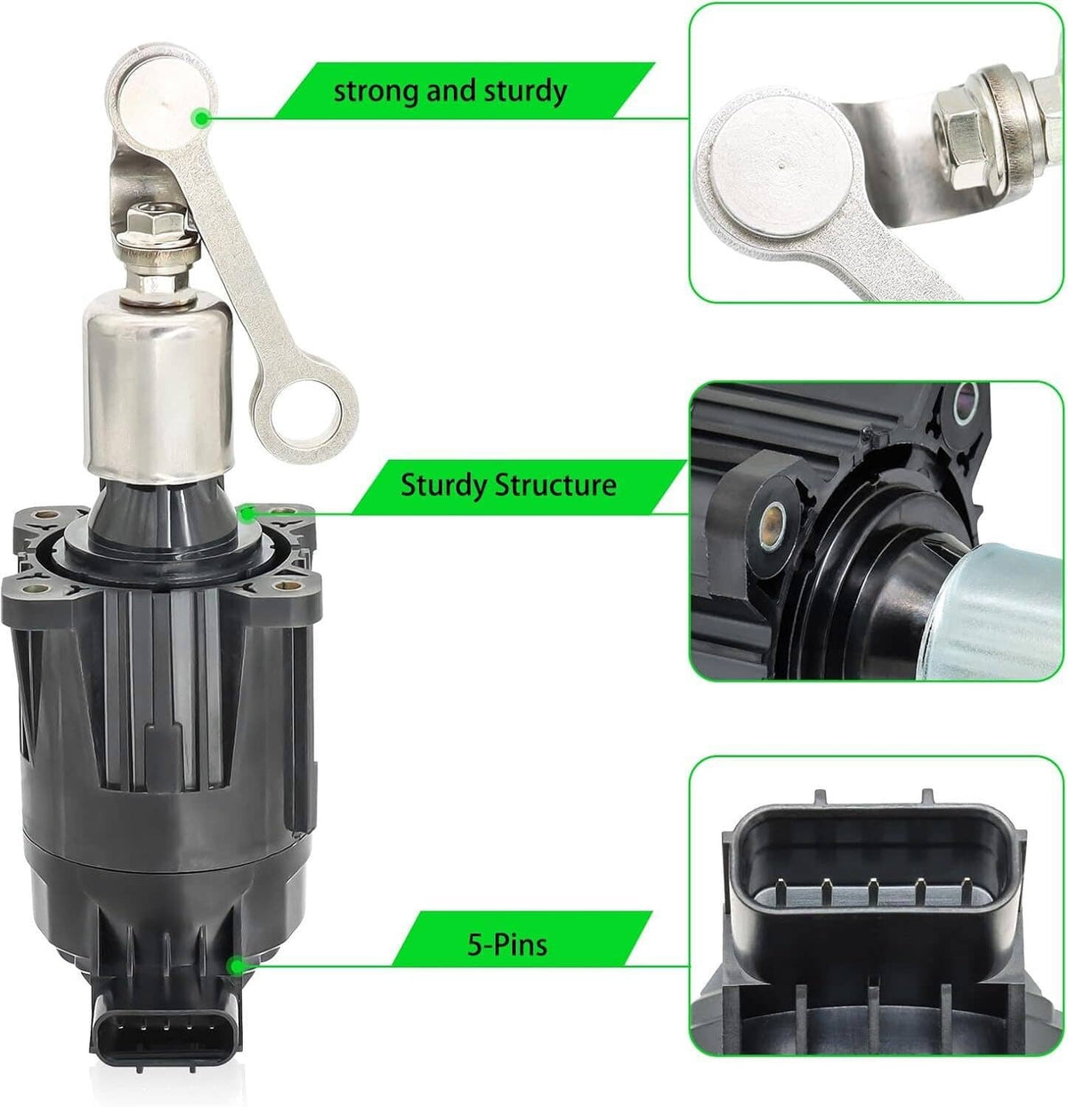 Turbocharger with actuator, silver body with mounting flange and sensor plug.