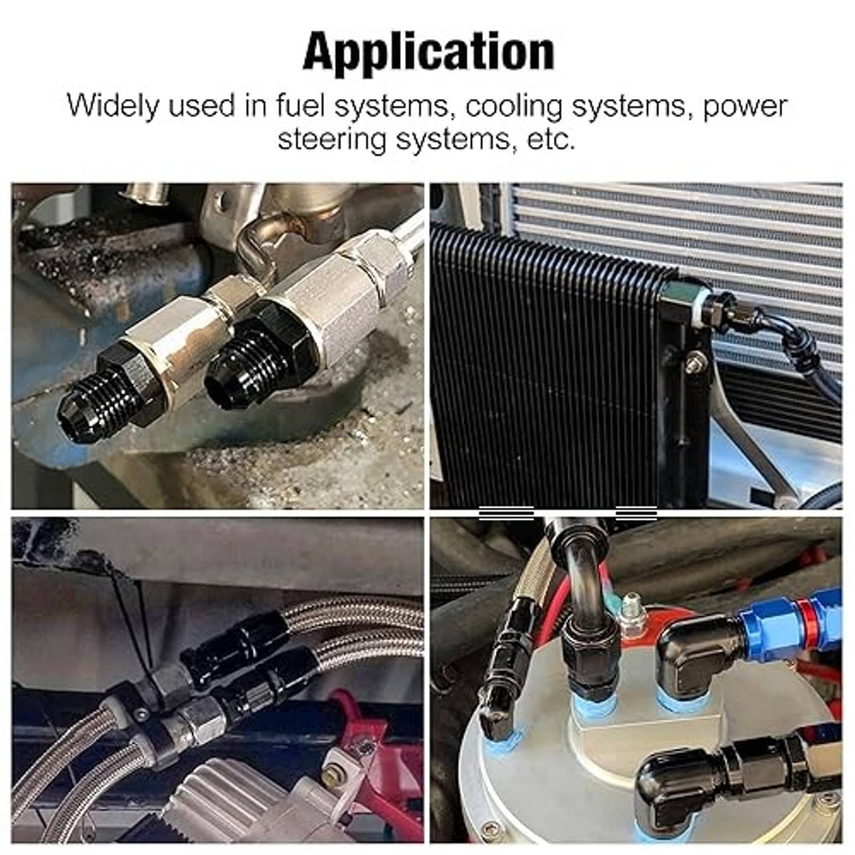 AN-to-NPT adapter connected to engine compartment fluid line fittings