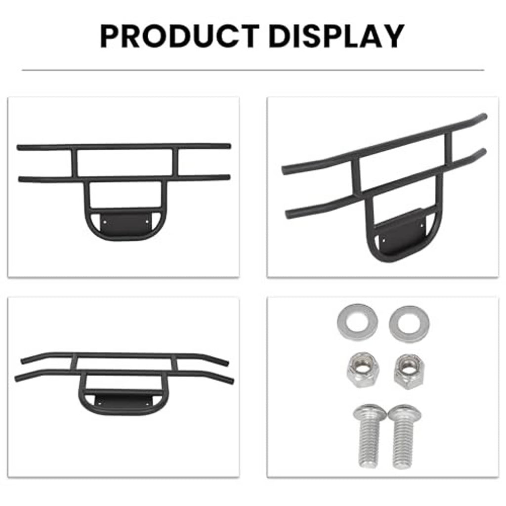 Black brush guard bumper kit with tubular bars, grille guard, washers and bolts