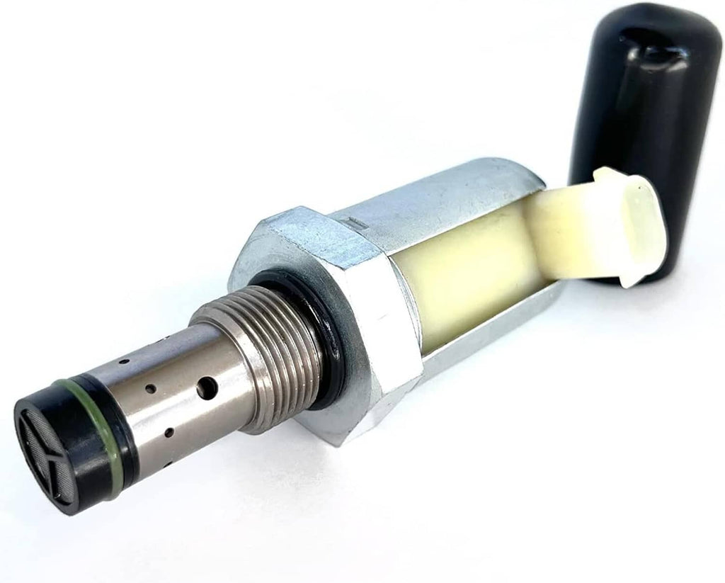 Fuel injector pressure regulator valve, metal body, threaded tip, black electrical connector