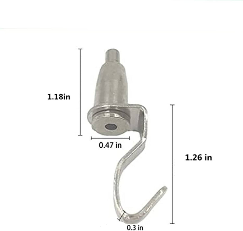 Adjustable metal art display hook with curved wire holder, silver finish