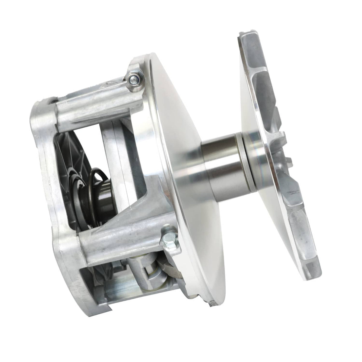 Primary drive clutch assembly side view with vented casing and axle housing