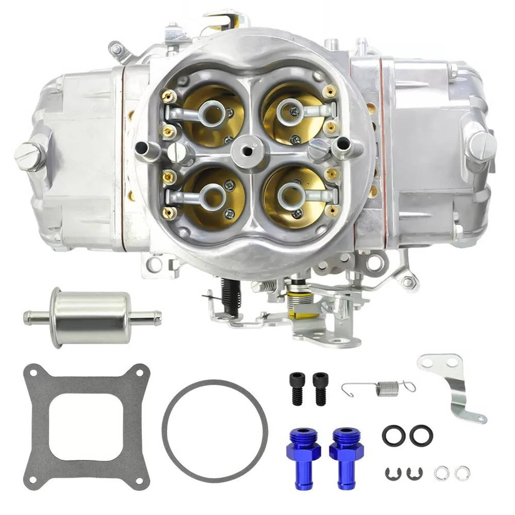 4-barrel double-pumper mechanical carburetor with gold internal chambers and included parts