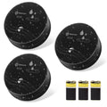 Black round water leak detector alarms, 3-pack with sensor and button