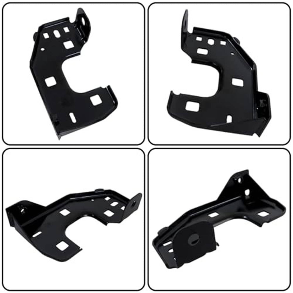 Front bumper inner bracket retainer set, black brackets shown from multiple angles