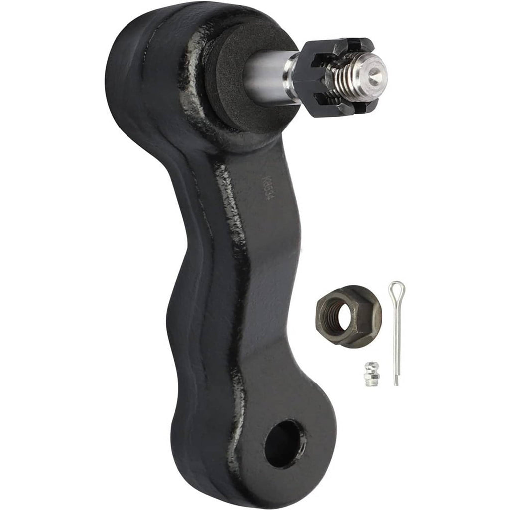 Idler arm with ball joint stud, black coated steel, small included hardware