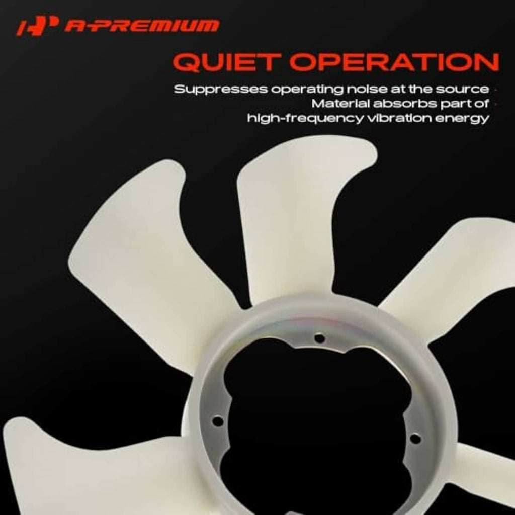 Radiator cooling fan blade with central hub and tall curved light fins